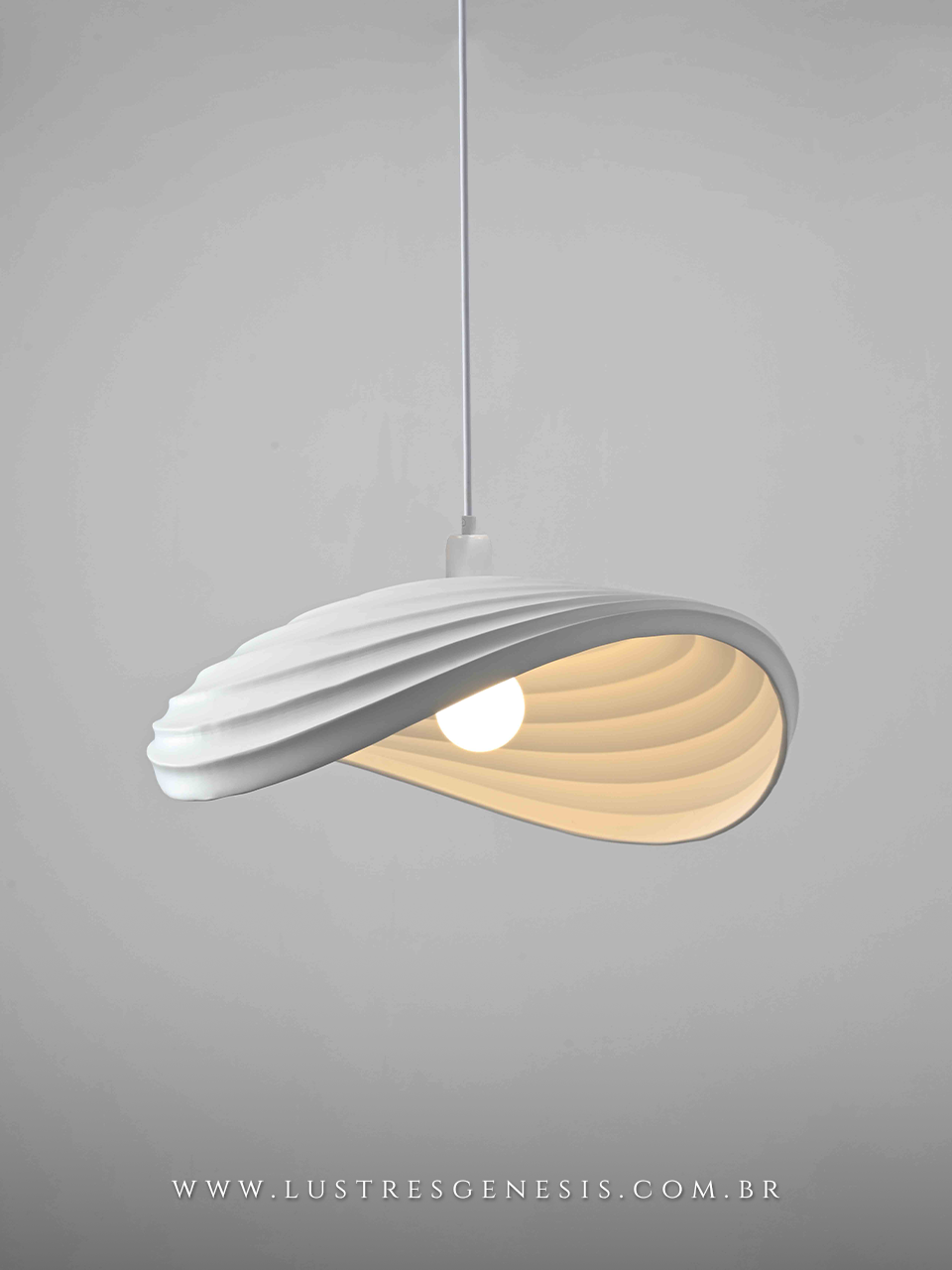 Luminaria Pendente Moderna DCD02677 Branco Resina E27 43x33cm, Cabeceira de Cama, Lavabo, Balcao de cozinha, Banheiro